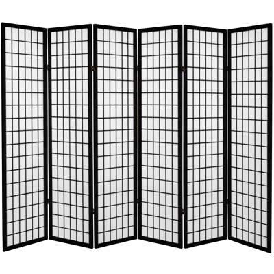 71"" x 94.5"" Window Pane 6 Panel Room Divider -  Oriental Furniture, CAN-WP6-BLK-6P