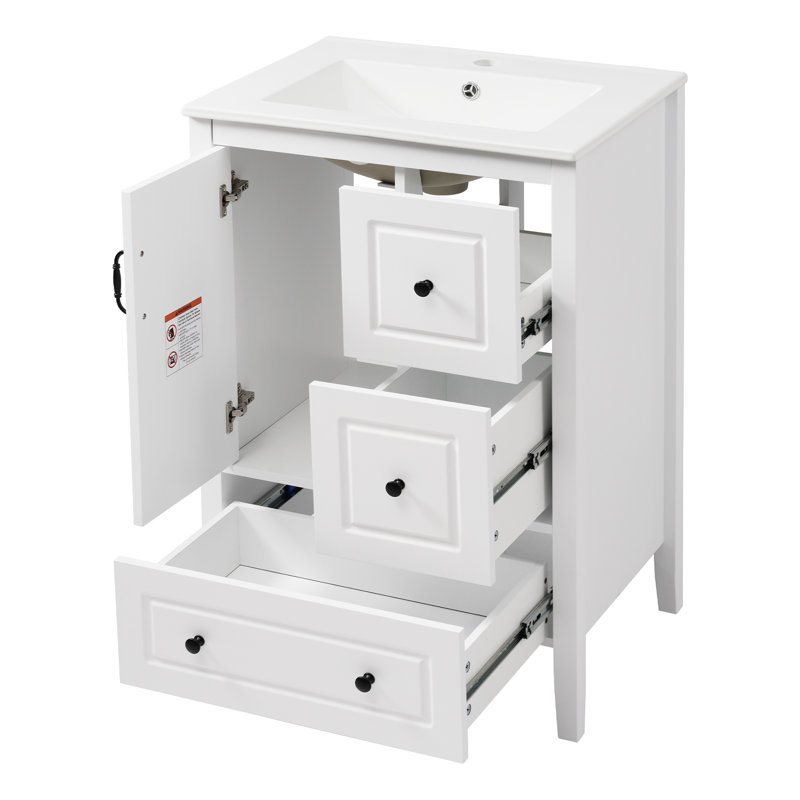 Meuble-lavabo 24 po avec lavabo, Blanc