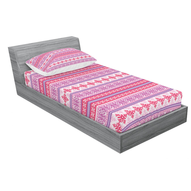 Nordic Microfiber Geometric Fitted Sheet, Twin Fitted Sheet with 1 Pillowcase