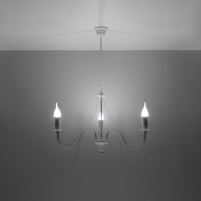 Chandelier, White, 3 Lights