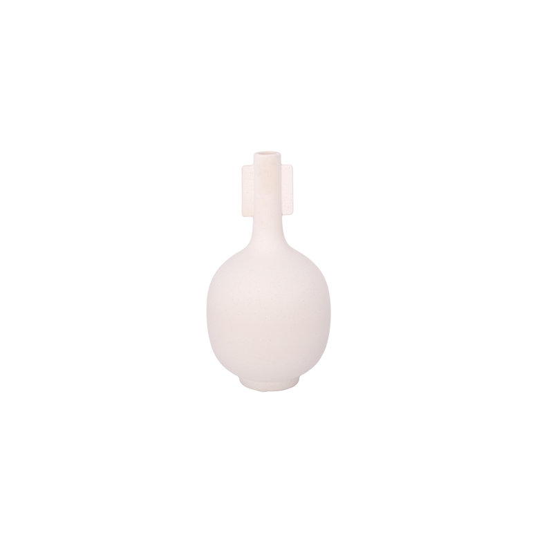 Vase en céramique blanc, H 11,5 po x l 6,5 po x P 6,5 po