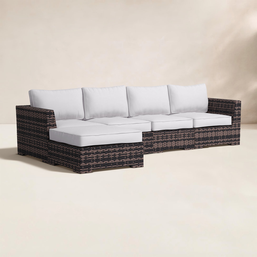 Paniagua Fully Assembled 122'' Wide Outdoor Wicker Symmetrical Patio Sectional with Cushions Ebern Designs Frame 