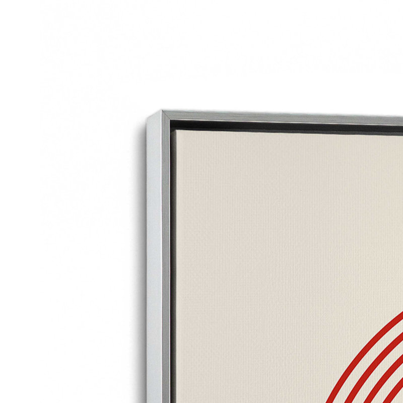 «Red Circles and Curves Bauhaus», reproduction sur affiche, H 18,75 po x l 12,75 po, Encadrement argenté