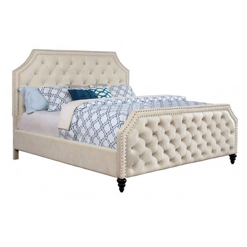 Lit plateforme tapissier Lirette, Double