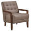 Fauteuil Lenie, cuir capitonné, bois de noyer-113497066
