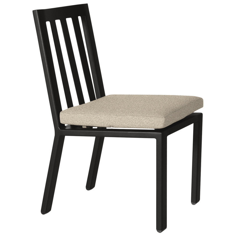 Aris Outdoor Dining Side Chair, Mainstreet Latte, Carbon Black