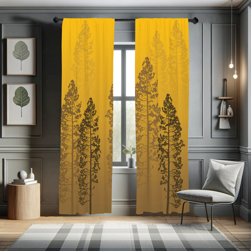 Paire de rideaux 28 po Ebern Designs, Jaune terre, L 28 po x L 95 po