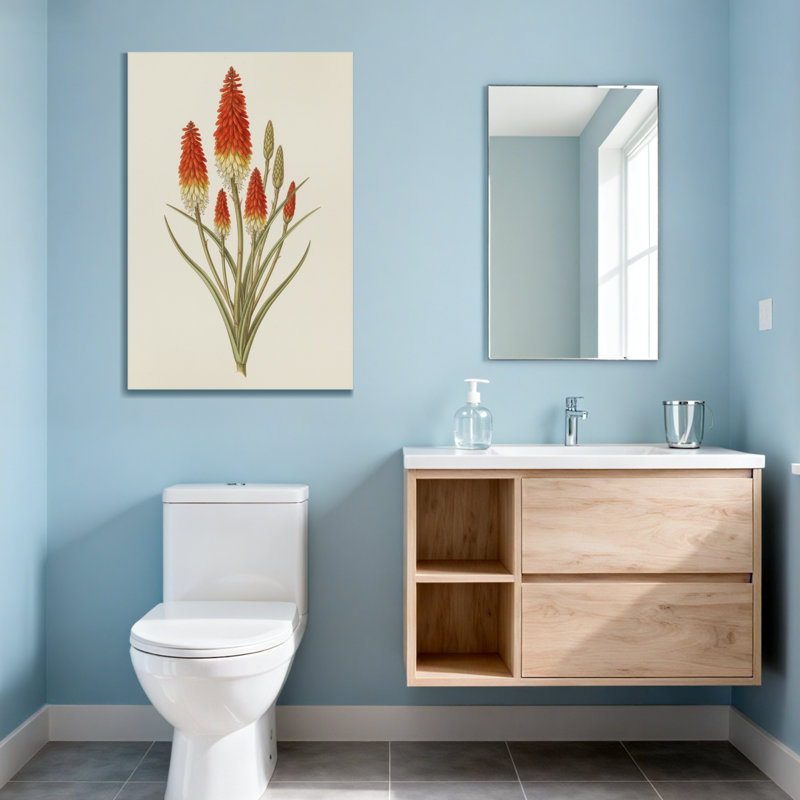 Plantes et fleurs rouge orange fleurs jaunes avec feuilles vertes, H 36 po x l 24 po