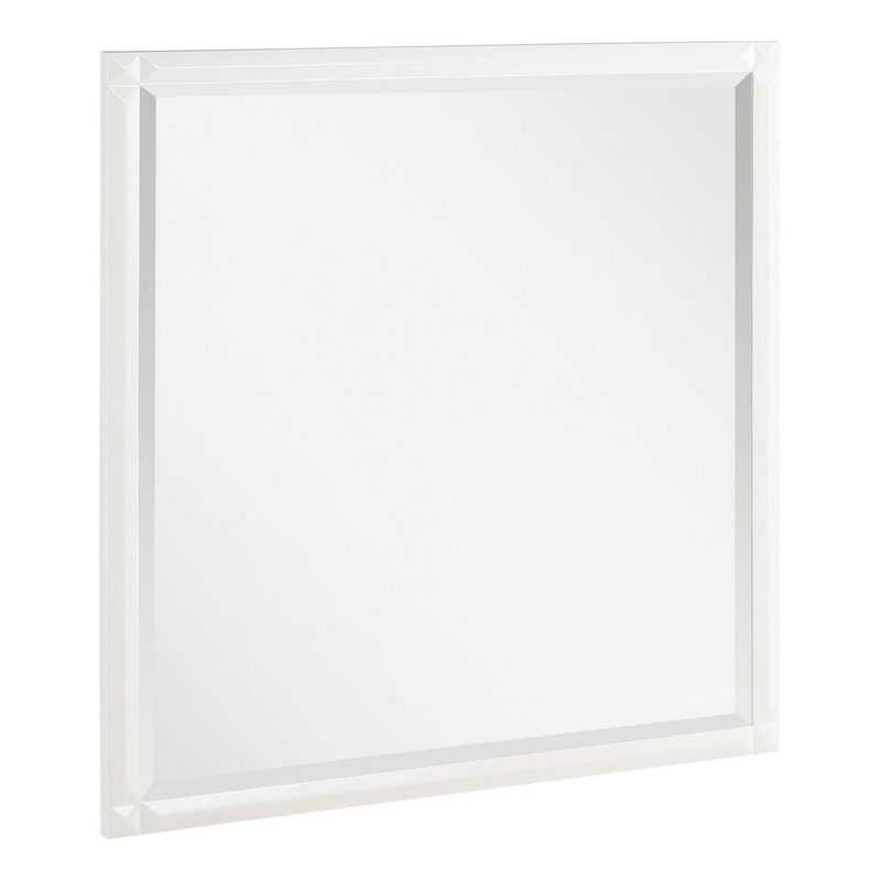 Holmesdale 36" x 34" Modern Rectangular Mahogany Framed Bathroom Wall Mirror, Bright White