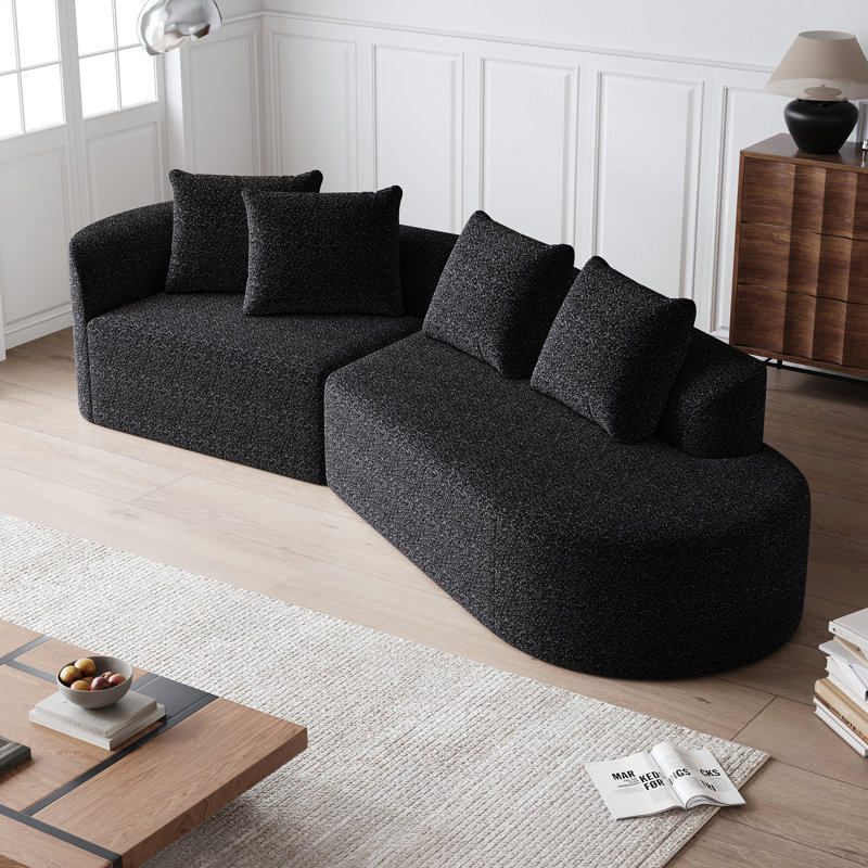 Canapé modulaire surdimensionné moderne en chenille surdimensionné, Noir