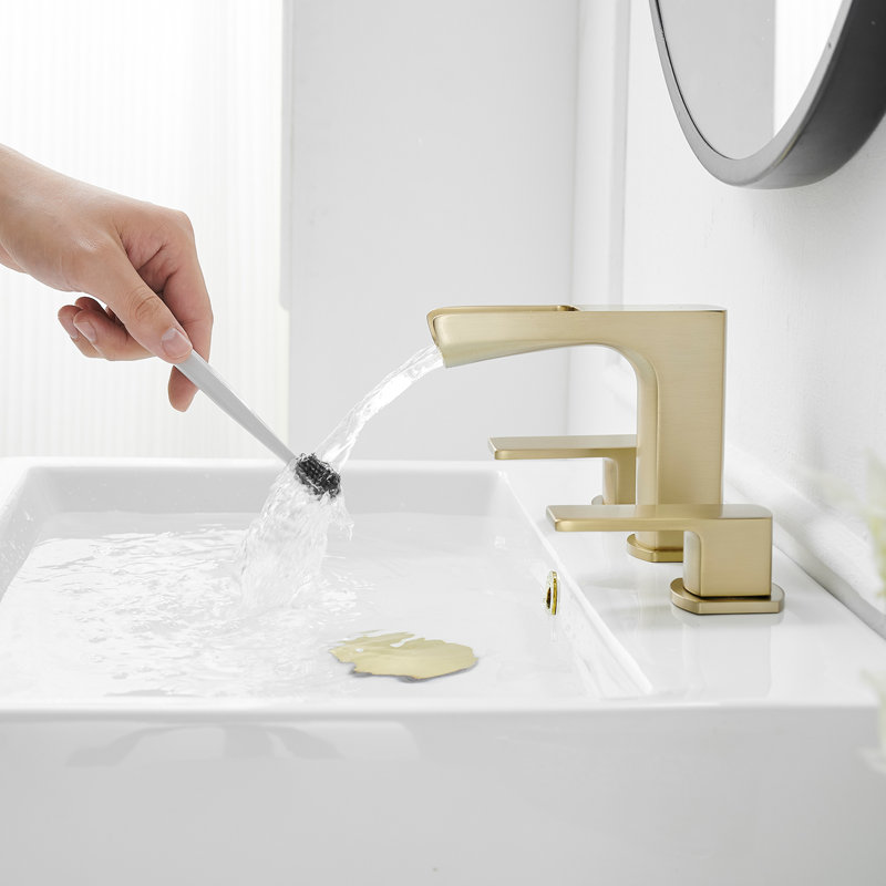 2-handle Bathroom Faucet with Drain Assembly, Brushed Gold