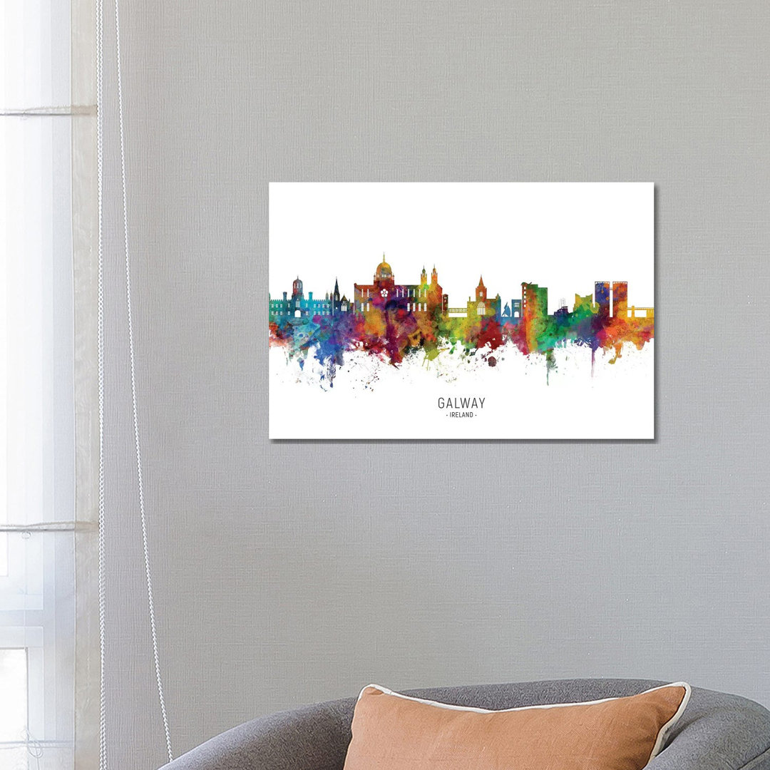 Galway Ireland Skyline by Michael Tompsett - Wrapped Canvas Painting