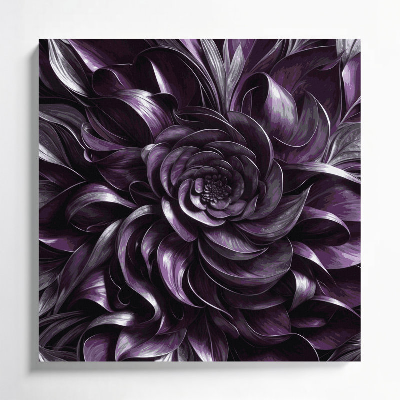 «Abstract Florals 29», art mural sur toile mauve