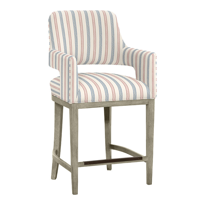 Josie Upholstered Counter Stool with Solid Wood Frame, Almond Buff, Perigold Atando Harbour
