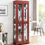 Armoire à vin en verre avec éclairage interne, cloison mobile, tablettes réglables, cloison sophistiquée en cerisier pour le salon -