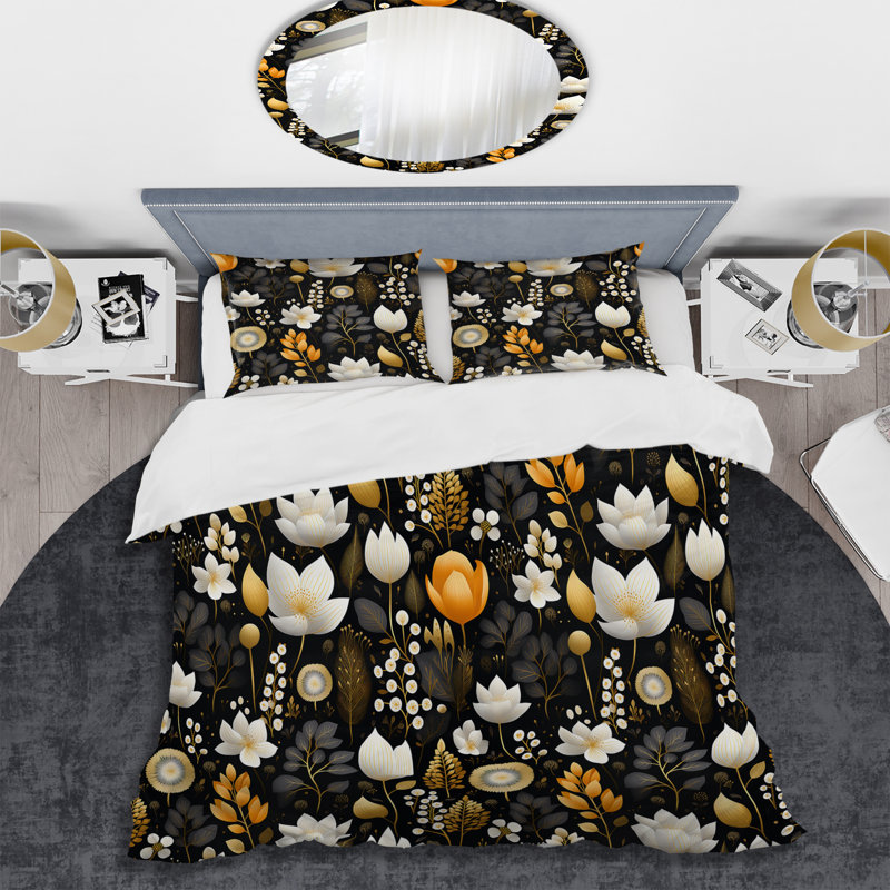 Ensemble de housse de couette Metodja - Floral, Housse de couette simple + 1 taie décorative stan