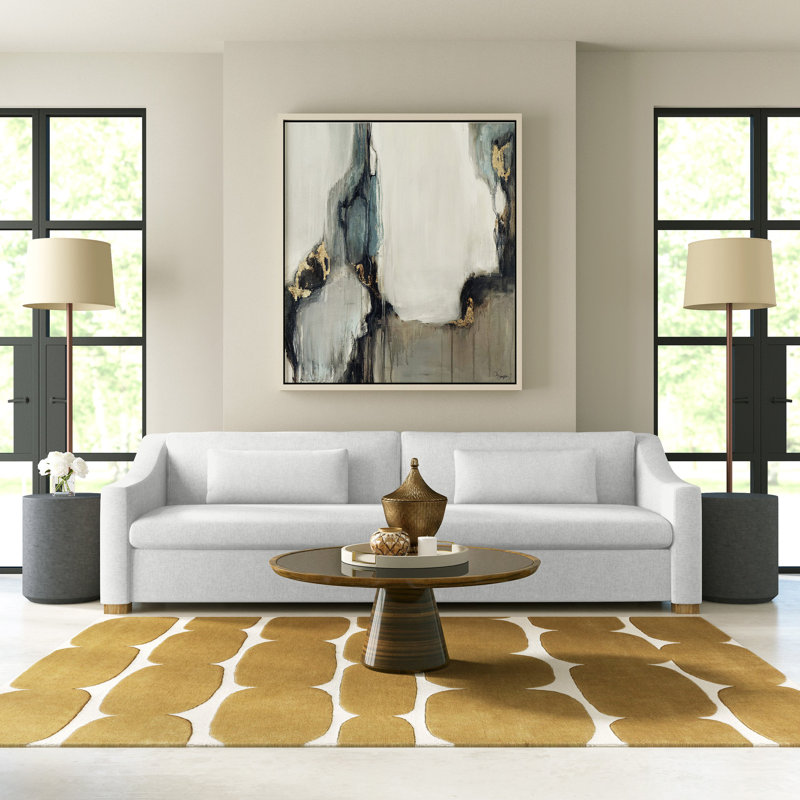 Crosby Slope Arm Sofa, 32.5" H x 96" W x 38" D, Dark Brown, Pebble Weave Linen Graphite