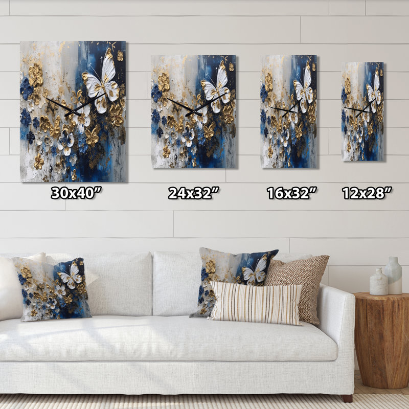 Jalaysha - Horloge murale moderne florale, H 32 po x l 16 po x P 1 po