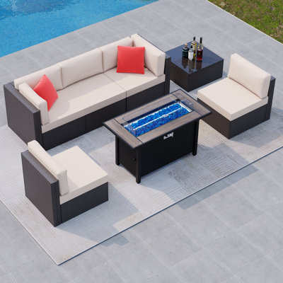 Ensemble de conversation modulaire avec coussins 7 pièces