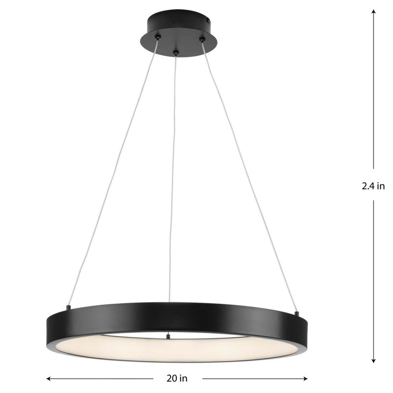 Anara 1 - Light LED Shaded Pendant, 2.40" H x 20" W x 20" D, Matte Black