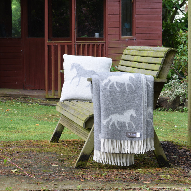 Grey Horse Wool Throw