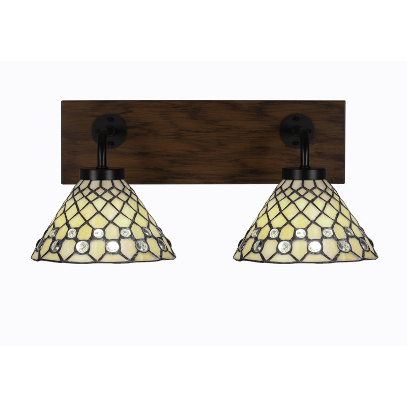 Barre d'éclairage de salle de bain 2 lumières Oxbridge, Noir mat/brun