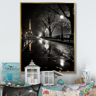 Parisian Moonlit Night I On Canvas Print