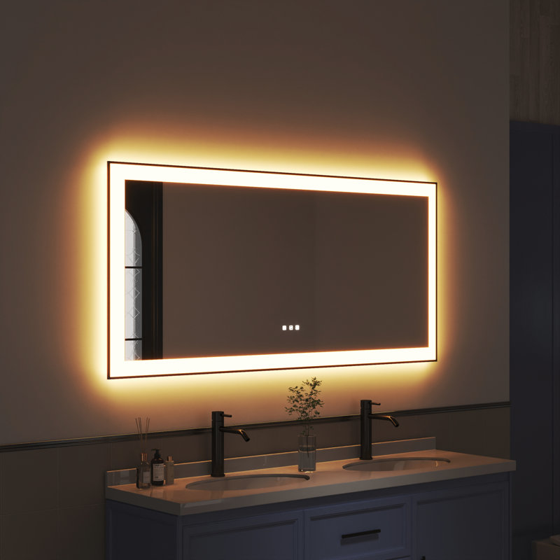 Miroir de salle de bain en verre trempé à DEL rétroéclairé et certifié anti-buée Waterpar ETL & UL, 28 po x 60 po