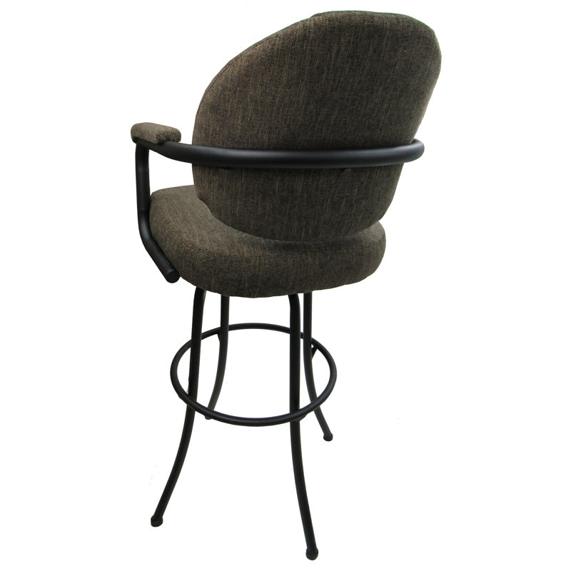 Swivel Upholstered Counter Stool with Metal Frame, Brown, Brown