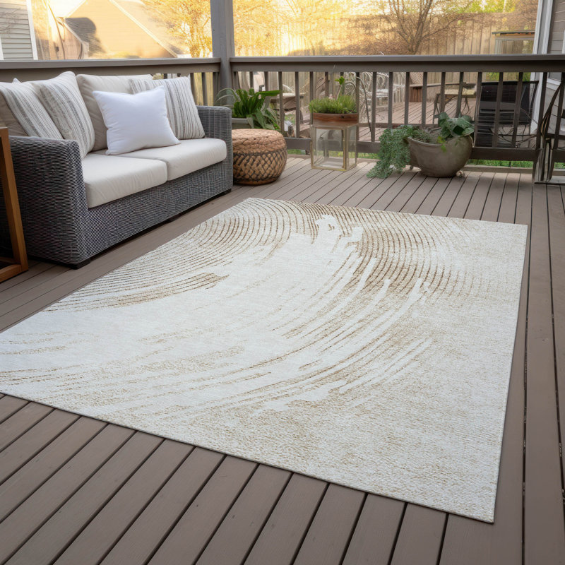 Machine Washable Indoor/Outdoor Suydam ACN2133 Swirls Rug, Rectangle 10' x 14'