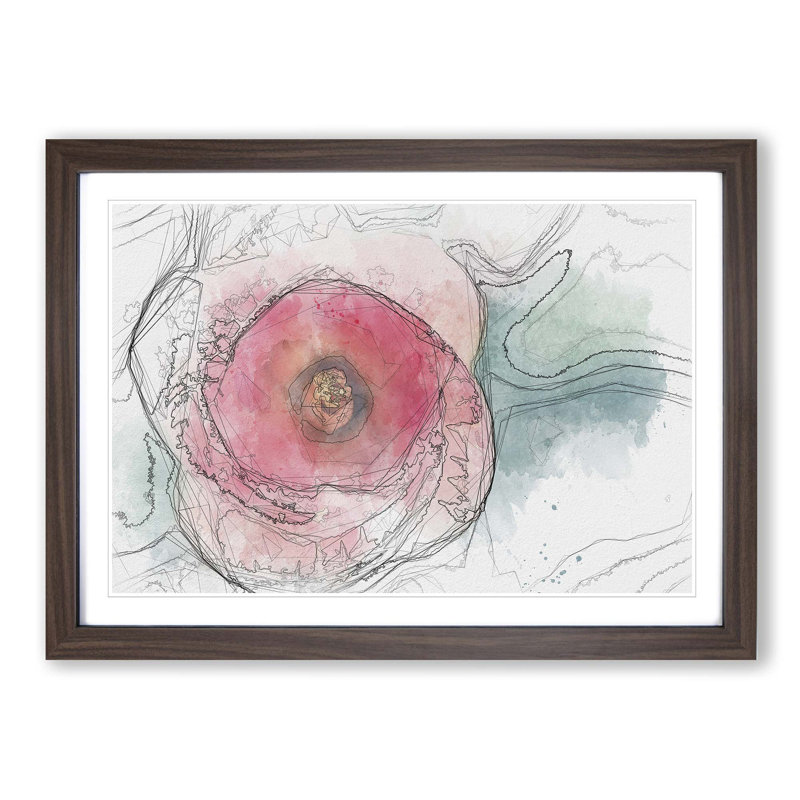 A Pink Hibiscus Flower in Abstract - Framed Print, Walnut Framed, 62cm H x 87cm W x 2cm D