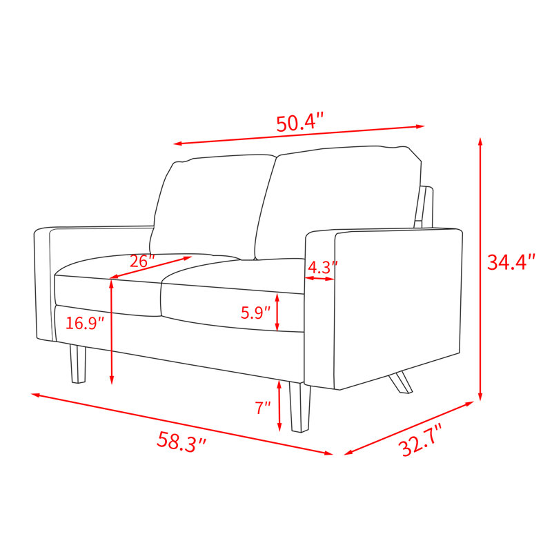 Jekori 59'' Velvet Loveseat, Space Blue Velvet
