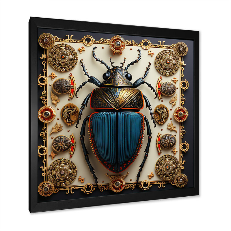 Mystical Beetle 3 - insectes et insectes, art mural, Cadre simple noir, H 36 po x l 36 po x P 1,5 po