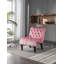 Chaise rembourrée en tissu avec boutons et pieds en bois-951961636