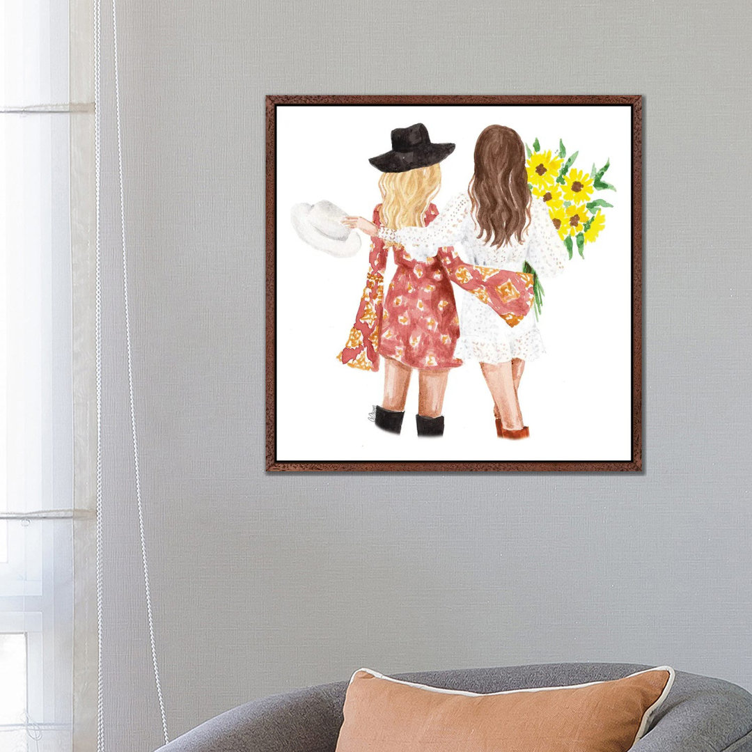 Beste Freunde mit Sonnenblumen von Style Of Brush - Gallery-Wrapped Canvas Giclée