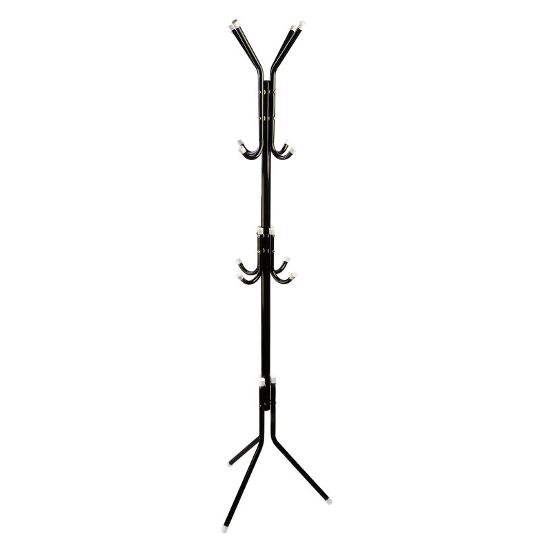 Porte-manteau sur pied 1 pièce, gain de place, 175 cm (68,9 po) - Acier noir