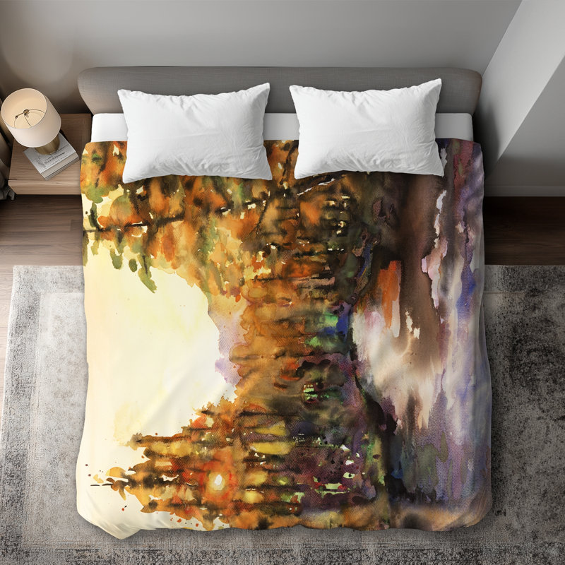 Merced River Hygge King Duvet Cover - White Sea Landscape Decor