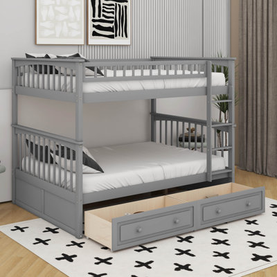 Full Over Full Bunk Bed With Drawers, Convertible Beds by Harriet Bee