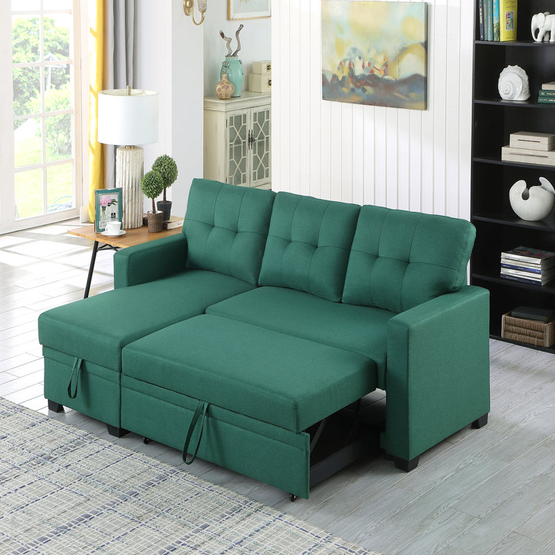Canapé modulaire rembourré avec méridienne, Vert