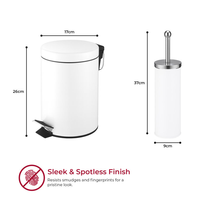Mccabe Metal Step On Kitchen Trash Can - 3L, White