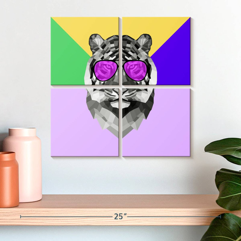 Tigre Brampt Party dans des verres, H 18 po x l 18 po