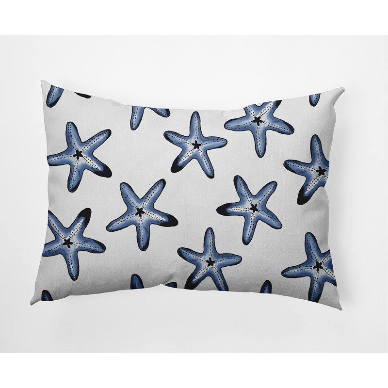 Geometric Outdoor Reversible Throw Pillow, Light Blue/White