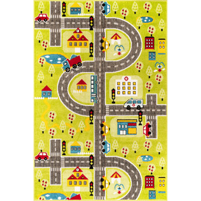 Carbajal Machine Woven Green/Grey/Yellow/Red Rug