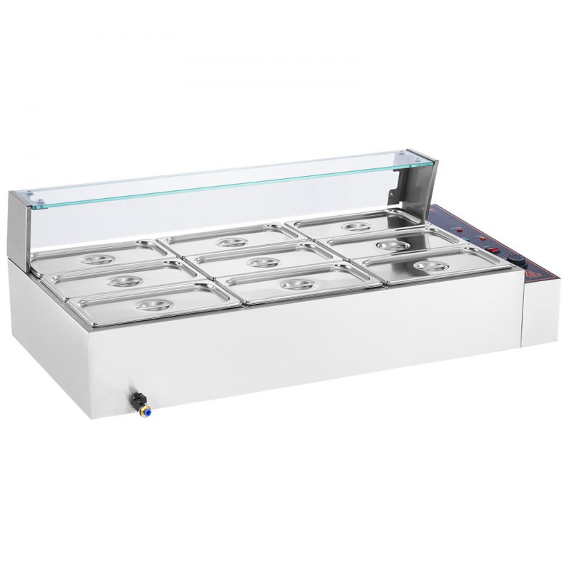 Chauffe-plat électrique commercial 9 pièces 9 * 8 pte avec écran en verre
