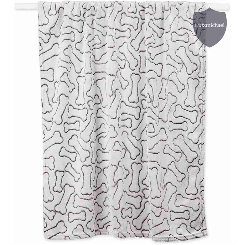 Bone Print Black and Gray Reversible Pet Blanket