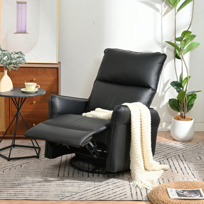 Chaise berçante inclinable, chaise berçante pivotante à 360 °, fauteuil oscillant, petite chaise inclinable et pivotante moderne pour chambre à coucher, fauteuil de cinéma maison, pochette latérale (noir et pivotant à 360 °)