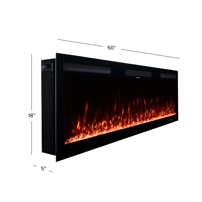 Vibrance Recessed or Wall Mounted Electric Fireplace Heater, Multi-Flame Colors, Voice Assistant Compatible, Logs & Crystals, Remote Control