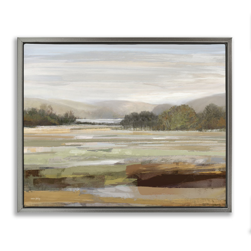 "Idyllic Countryside View", art mural encadré par Amber Sterling, H 25 po x l 31 po, Cadre flottant gris lustré