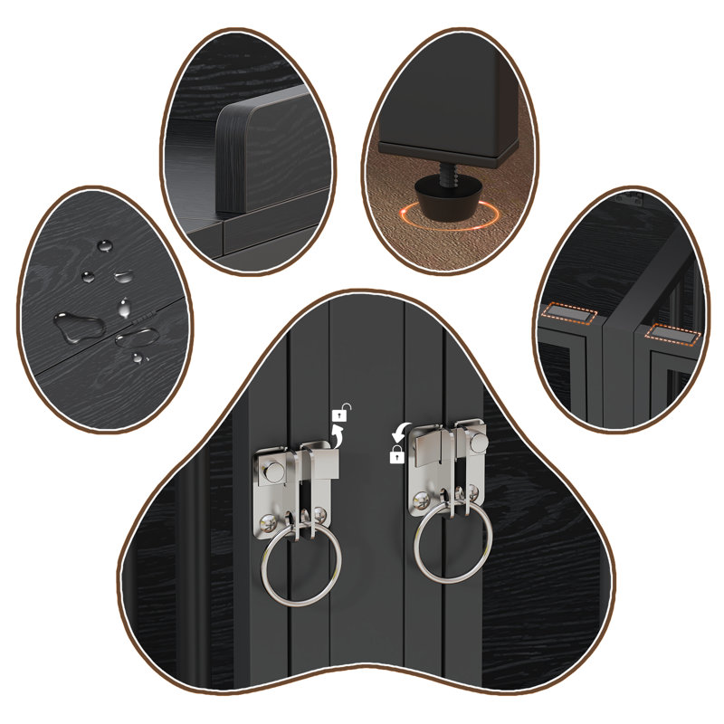 Cage pour chien 78 pouces pour 2 grands chiens moyens avec porte d'accès supérieure et bols rotatifs en acier inoxydable à 360 degrés