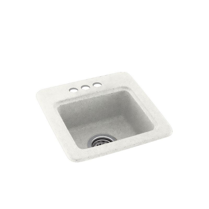 15'' L Drop-In Single Bowl Solid Surface Kitchen Sink, Bisque